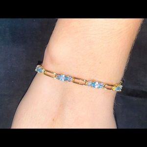 Gold Bracelet with Turquoise Gems